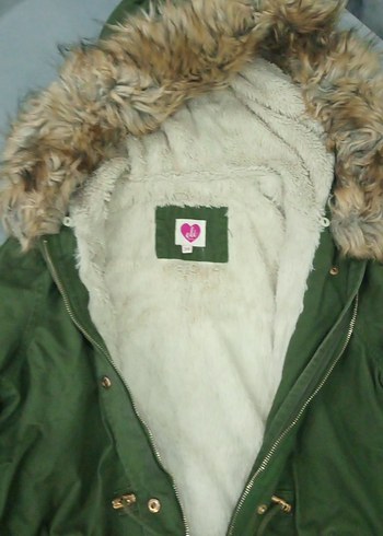 Yeşil Kadın Kürklü Bohem Kışlık Mont - Görsel 3