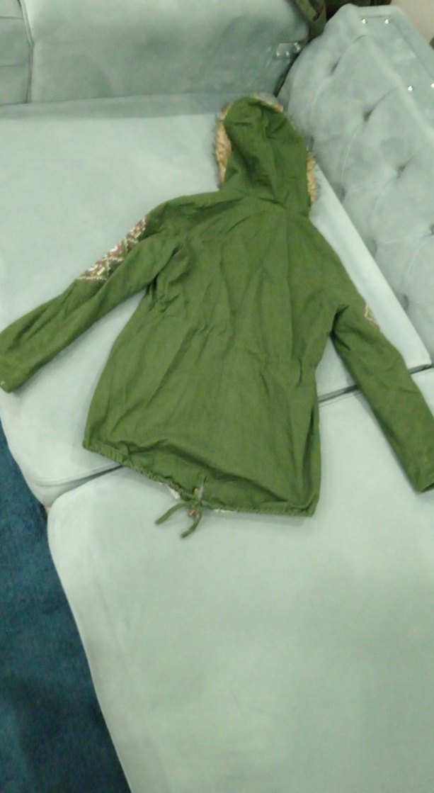 Yeşil Kadın Kürklü Bohem Kışlık Mont - Görsel 4