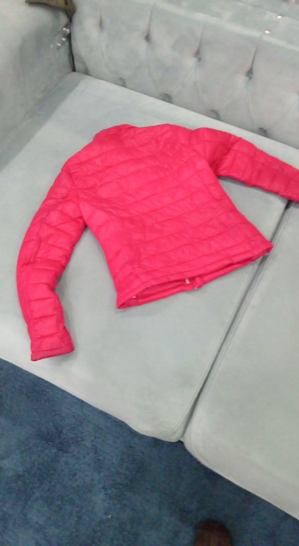 Kırmızı Fermuarlı ince Kadın Mont - Görsel 4