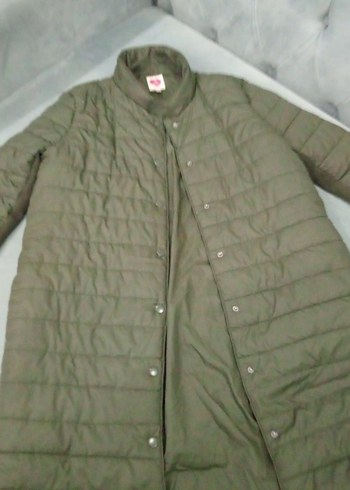 Gri Uzun Düğmeli Kadın Kışlık Mont - Görsel 2