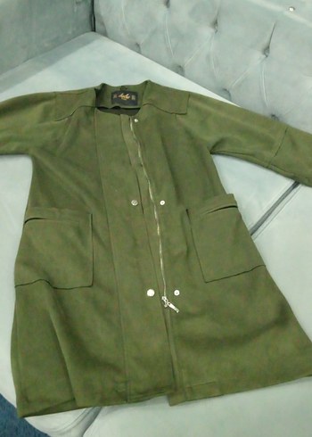 Düğmeli Uzun Haki Hamile Kabanı - Görsel 2