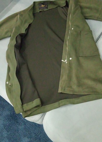 Düğmeli Uzun Haki Hamile Kabanı - Görsel 4