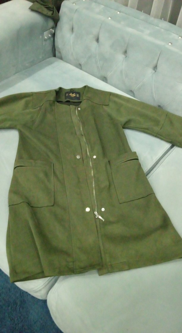 Düğmeli Uzun Haki Hamile Kabanı - Görsel 2