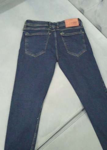 Düğmeli Lacivert Kadın Denim Pantolon - Görsel 4