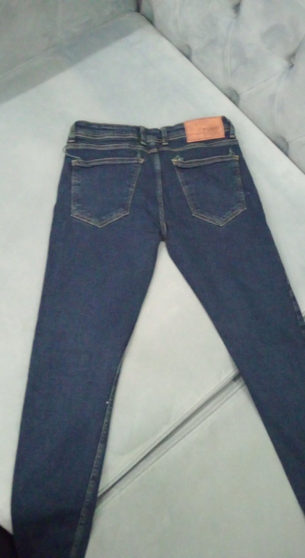 Düğmeli Lacivert Kadın Denim Pantolon - Görsel 4