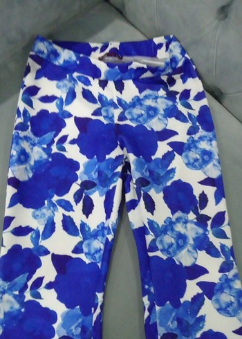 Bohem Mavi Çiçekli Midi Pantolon - Görsel 2