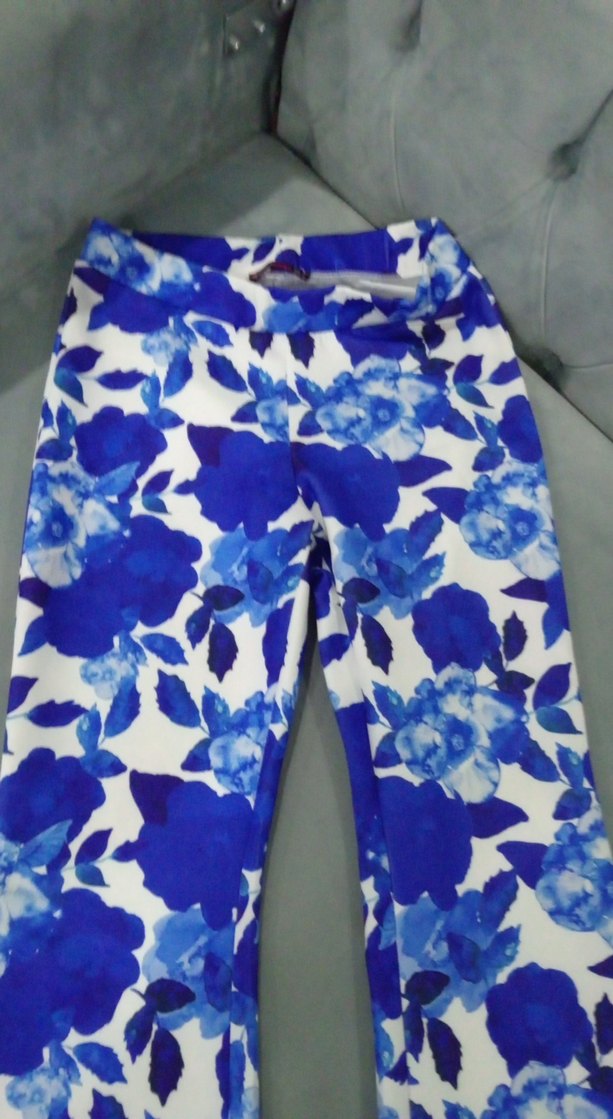 Bohem Mavi Çiçekli Midi Pantolon - Görsel 2