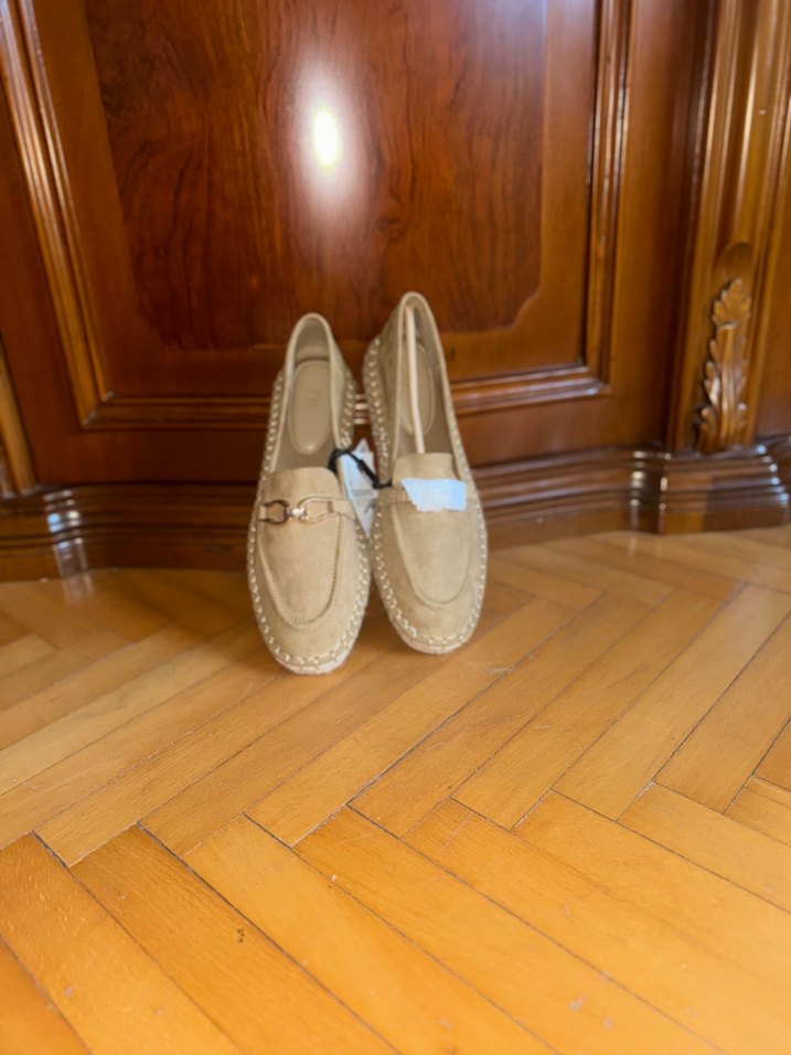 Zara Bej Süet Metal Süslü Espadril - Görsel 2