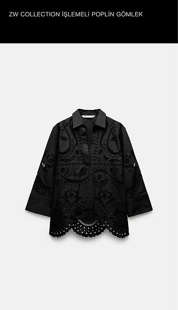 Zara İşlemeli Poplin Gömlek