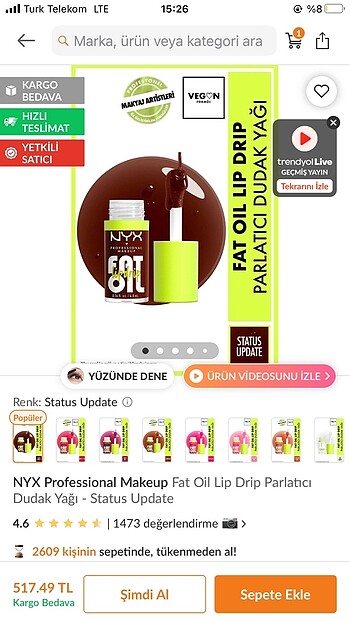 NYX Nyx Fat Oil Status Update Dudak Yağı
