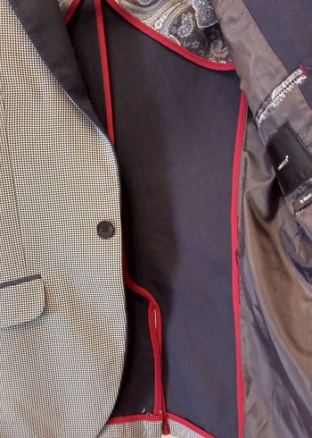 Düğmeli Gri Desenli Erkek Ceket - Görsel 5