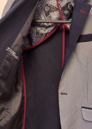 Düğmeli Gri Desenli Erkek Ceket - Görsel 8