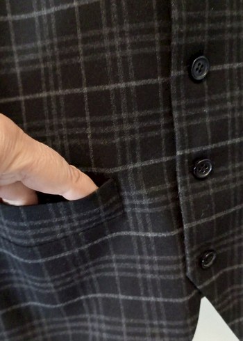 Ekose Desenli Düğmeli Erkek Yelek - Görsel 2