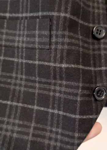 Ekose Desenli Düğmeli Erkek Yelek - Görsel 7