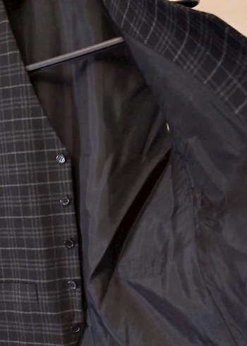 Ekose Desenli Düğmeli Erkek Yelek - Görsel 6