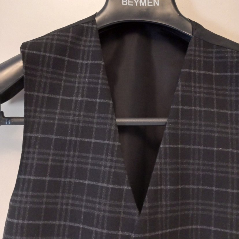 Ekose Desenli Düğmeli Erkek Yelek - Görsel 3