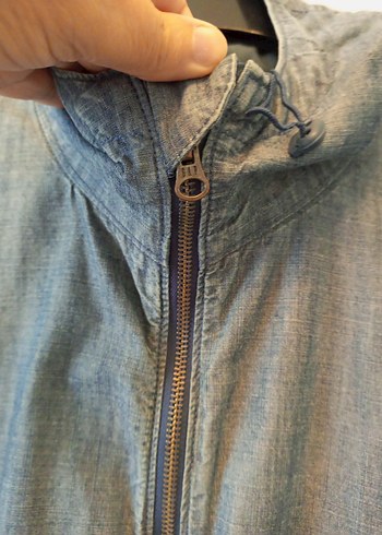 Kapüşonlu Fermuarlı Jean Ceket - Görsel 2