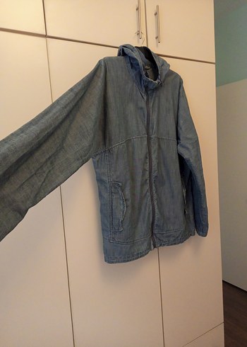 Kapüşonlu Fermuarlı Jean Ceket - Görsel 6