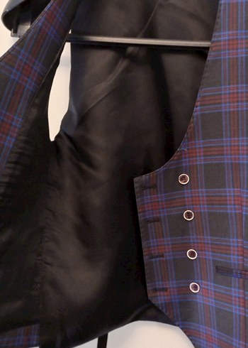 Düğmeli Ekose Desenli Kolsuz Erkek Yelek - Görsel 3