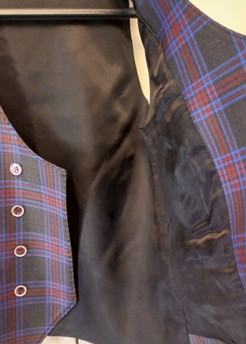 Düğmeli Ekose Desenli Kolsuz Erkek Yelek - Görsel 5