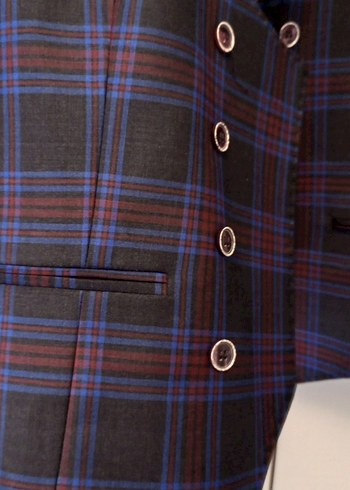 Düğmeli Ekose Desenli Kolsuz Erkek Yelek - Görsel 2