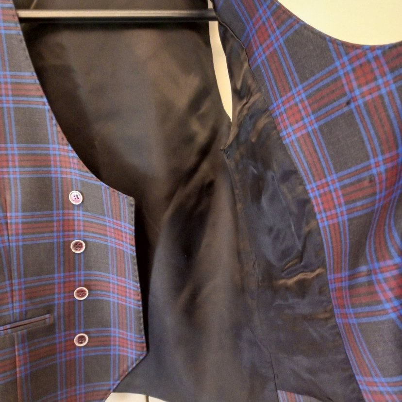 Düğmeli Ekose Desenli Kolsuz Erkek Yelek - Görsel 5