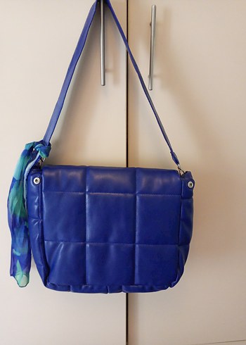 Parlak Mavi Deri Kadın Omuz Çantası - Görsel 7
