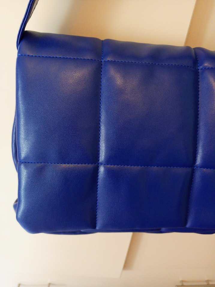 Parlak Mavi Deri Kadın Omuz Çantası - Görsel 2