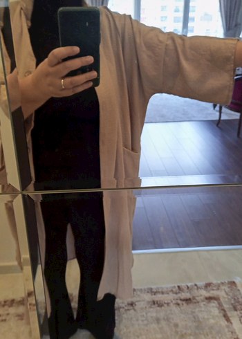 Bej Kadın Uzun Bol Kesim Gömlek Elbise - Görsel 11