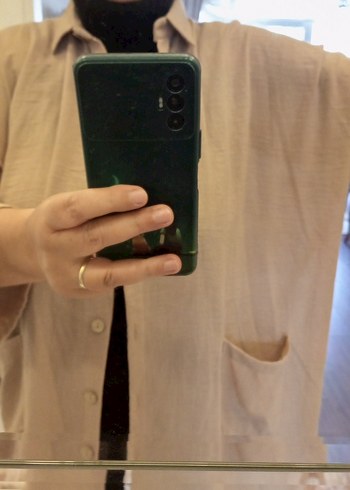 Bej Kadın Uzun Bol Kesim Gömlek Elbise - Görsel 13