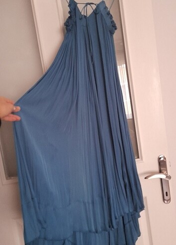 xs Beden mavi Renk Zara saten elbise