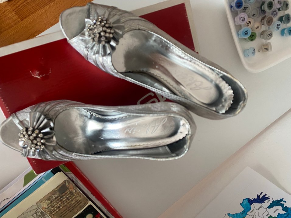 Gri Dantelli Yüksek Topuklu Kadın Abiye Ayakkabı - Görsel 4