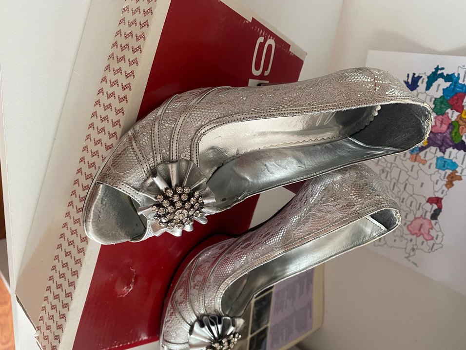 Gri Dantelli Yüksek Topuklu Kadın Abiye Ayakkabı - Görsel 5