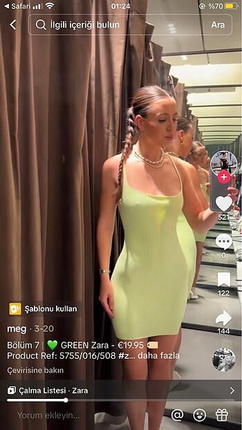 Zara Zara pastel yeşil elbise