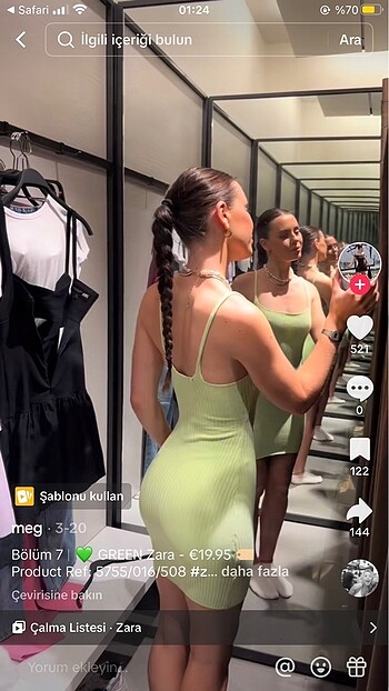s Beden Zara pastel yeşil elbise