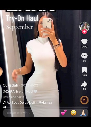 Beyaz Yüksek Yakalı Kadın Kalem Elbise