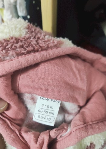 Pembe Nakışlı Kürklü Bebek mont - Görsel 2