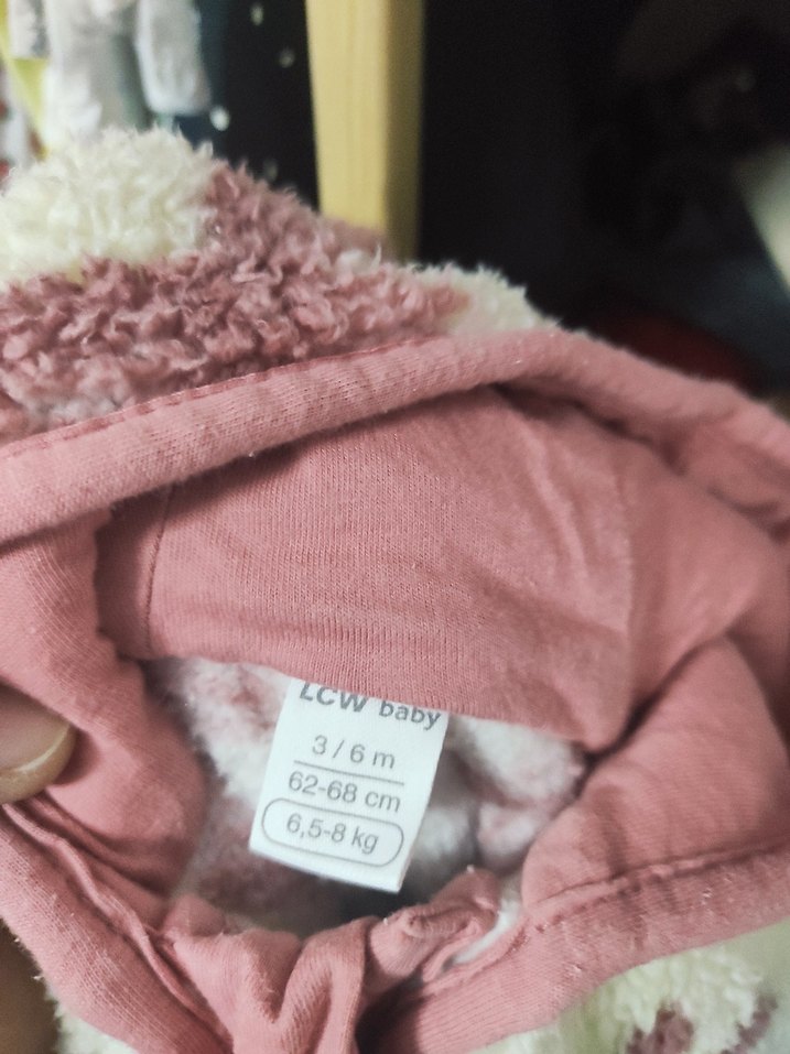 Pembe Nakışlı Kürklü Bebek mont - Görsel 2