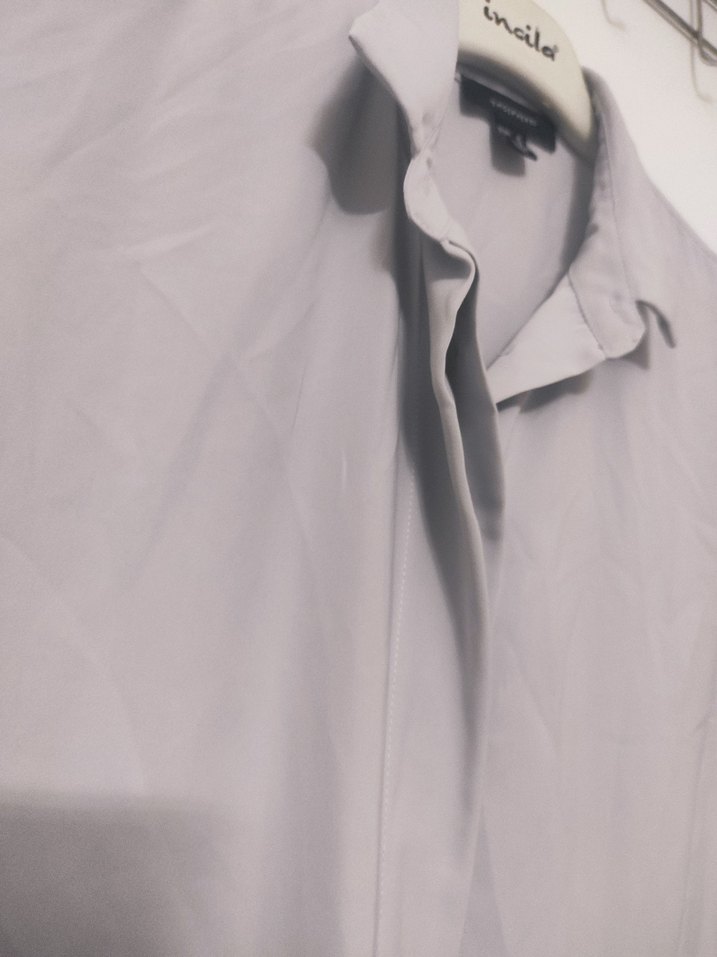 Gri Keten Kısa Kollu Gömlek - Görsel 2