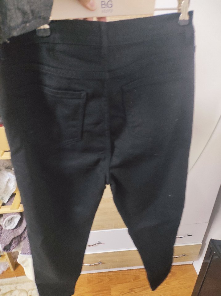 Kadın Siyah Kemerli Normal Kesim Denim Pantolon - Görsel 2