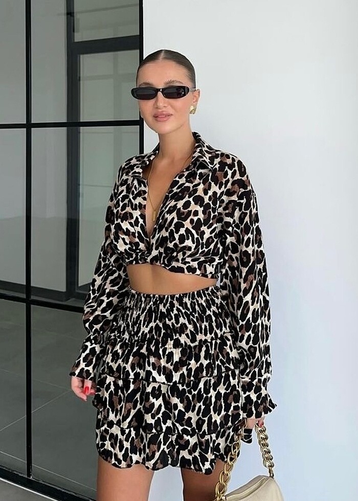 Leoparlı etek takım - Görsel 3