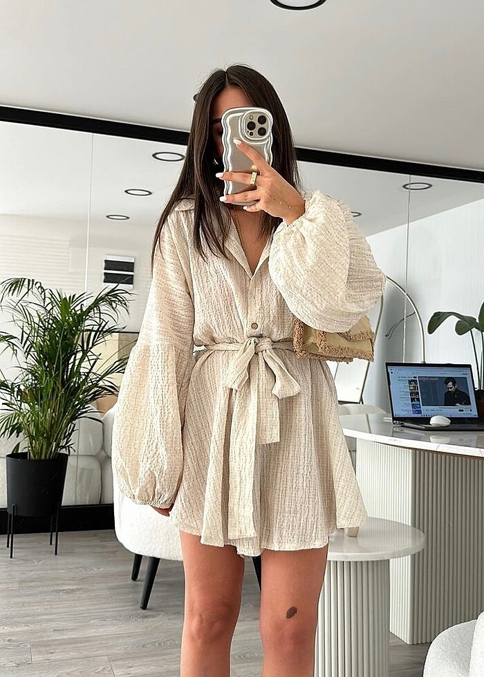 Balon kol elbise - Görsel 2