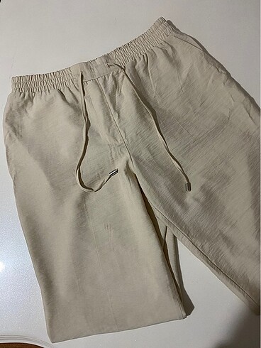 Keten krem pantolon