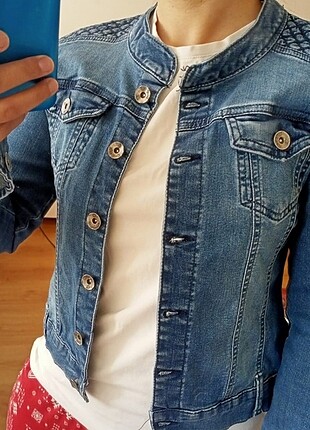 Crop Jean ceket / kot ceket 
