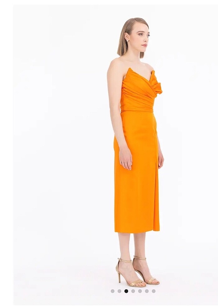 Turuncu renk abiye - Görsel 2