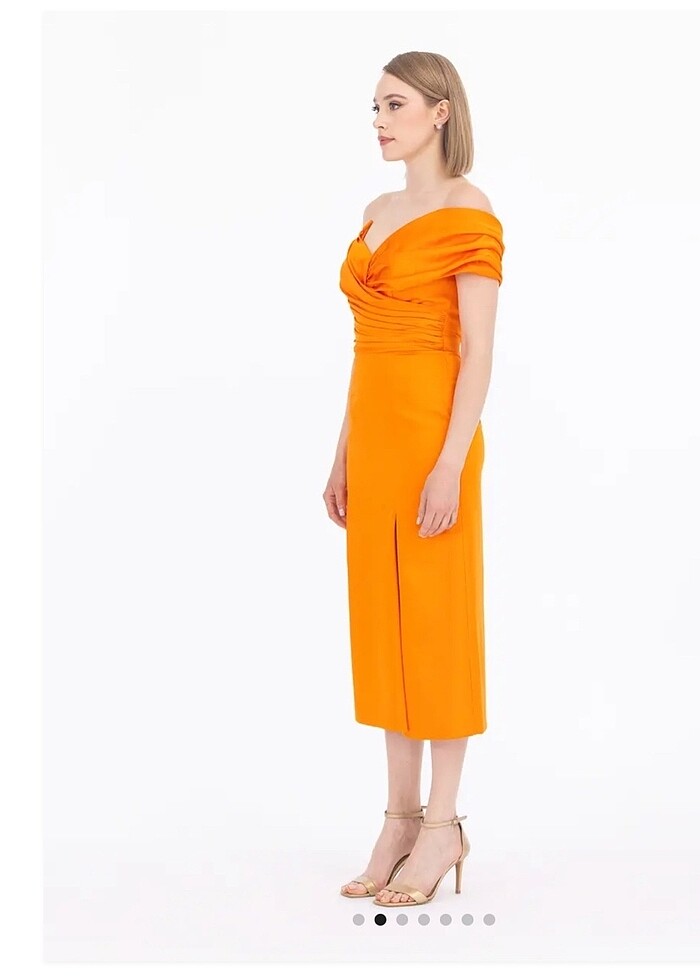 Turuncu renk abiye - Görsel 3