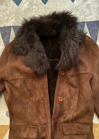 Kahverengi Süet Uzun Kadın Kaban - Görsel 3