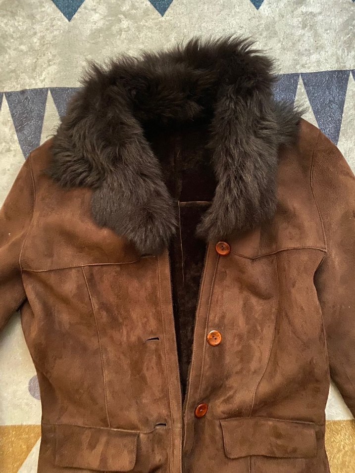 Kahverengi Süet Uzun Kadın Kaban - Görsel 3