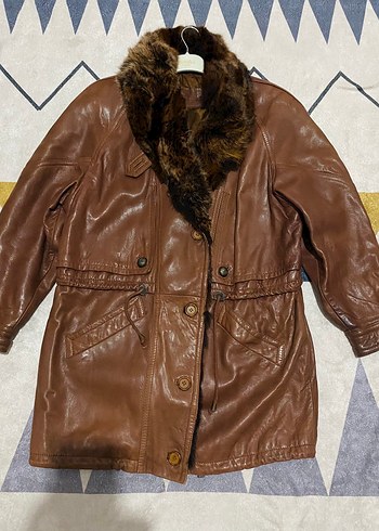 Kahverengi Leopar Desenli Kürklü Deri Ceket - Görsel 5