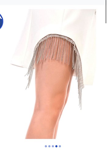 Düğmeli Beyaz Uzun Kadın Blazer Ceket - Görsel 6